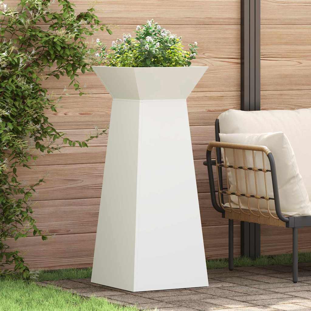 Utomhus Blomkruka Metall Pelarkrukor 2 pcs Vit 40 x 40 x 100 cm