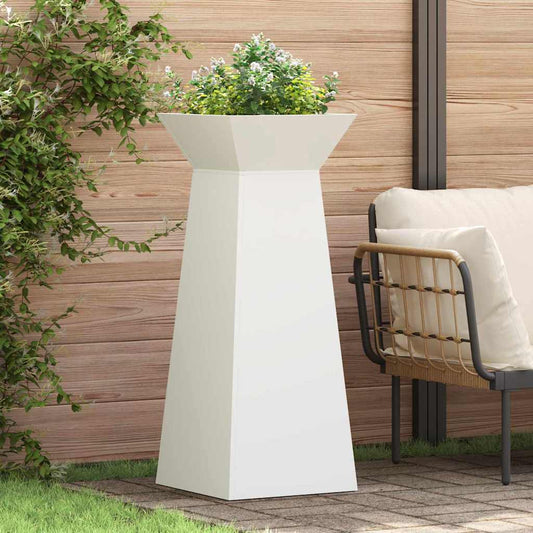 Utomhus Blomkruka Metall Pelarkrukor 2 pcs Vit 40 x 40 x 100 cm