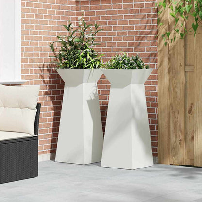 Utomhus Blomkruka Metall Pelarkrukor 2 pcs Vit 40 x 40 x 100 cm