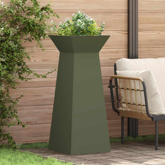 Utomhus Blomkruka Metall Pelarkrukor 2 pcs Olivgrön 40 x 40 x 100 cm