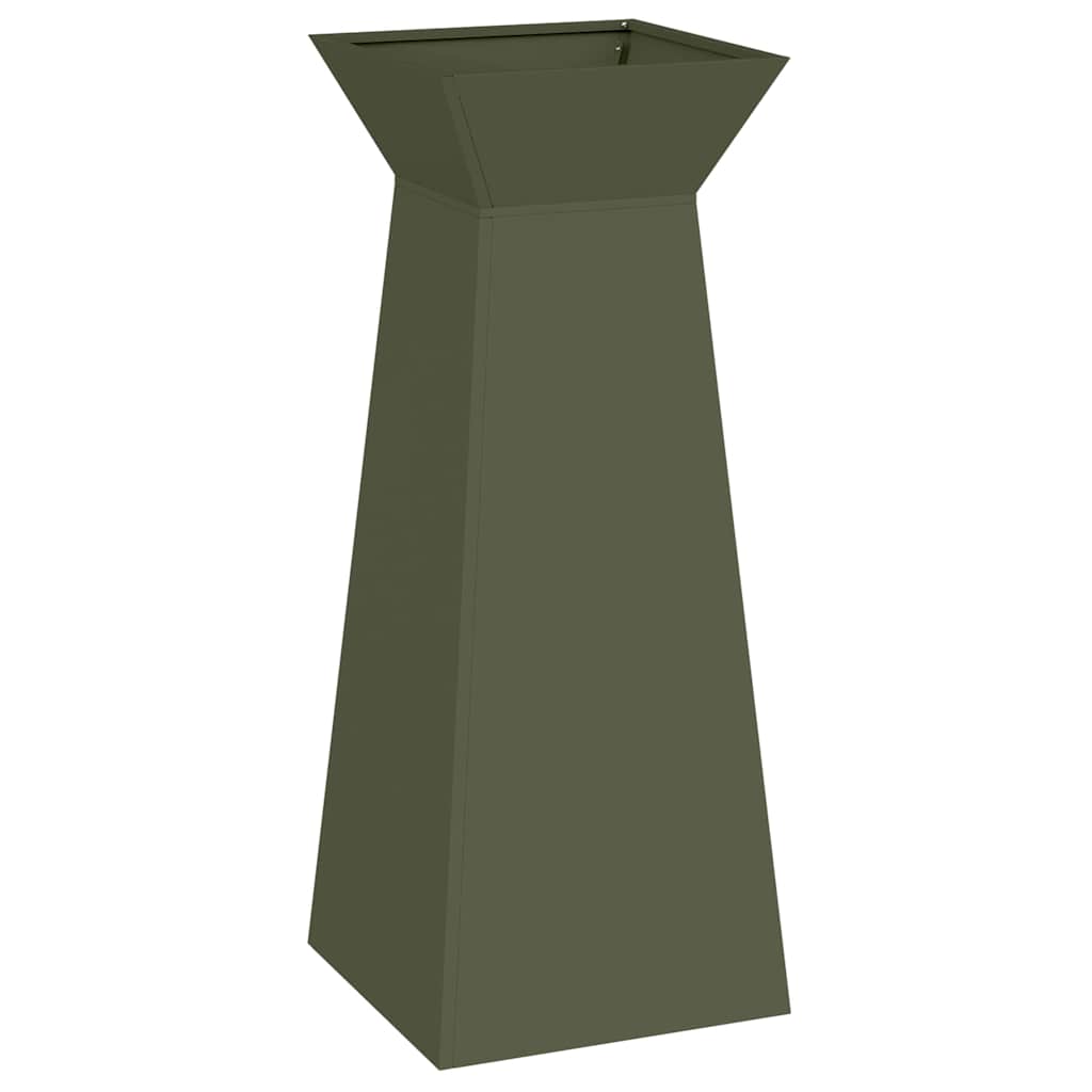 Utomhus Blomkruka Metall Pelarkrukor 2 pcs Olivgrön 40 x 40 x 100 cm