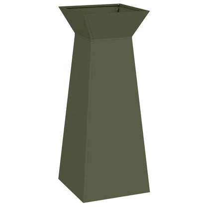 Utomhus Blomkruka Metall Pelarkrukor 2 pcs Olivgrön 40 x 40 x 100 cm