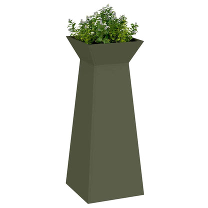 Utomhus Blomkruka Metall Pelarkrukor 2 pcs Olivgrön 40 x 40 x 100 cm