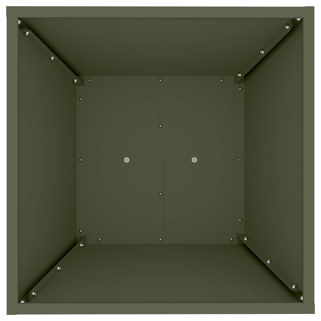 Utomhus Blomkruka Metall Pelarkrukor 2 pcs Olivgrön 40 x 40 x 100 cm