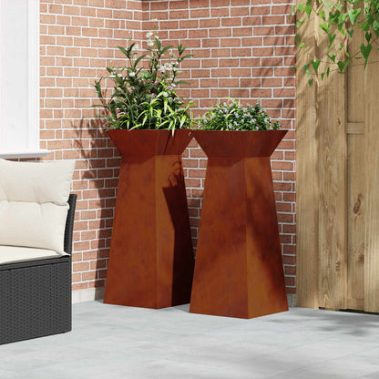 Utomhus Blomkruka Metall Pelarkrukor 2 pcs Silver 40 x 40 x 100 cm