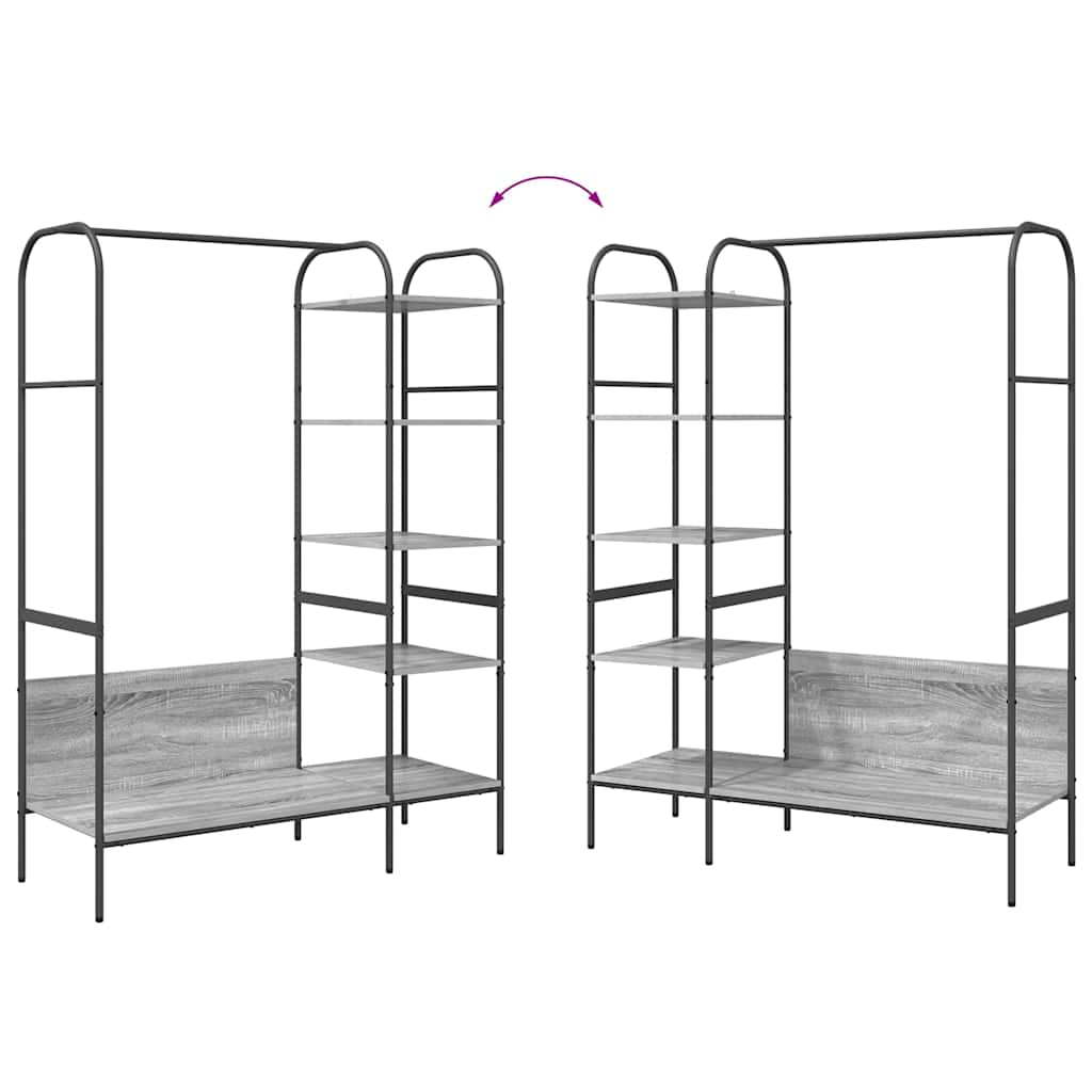 Hallmöbler Klädhängare med hylla Grå 120 x 44 x 160 cm