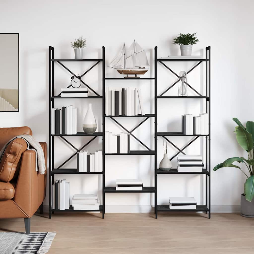 Hyllsystem Svart Ek 156 x 25 x 167 cm Konstruerat trä