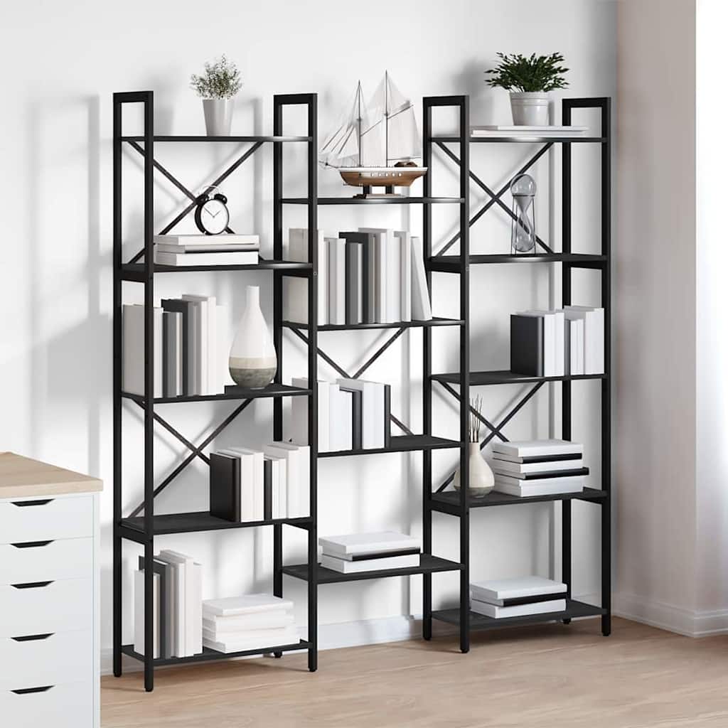 Hyllsystem Svart Ek 156 x 25 x 167 cm Konstruerat trä