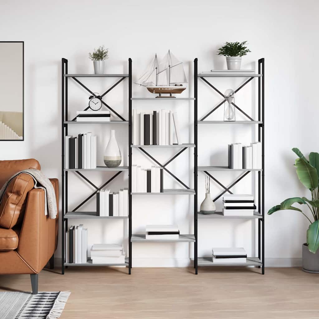 Hyllsystem Grå sonoma 156 x 25 x 167 cm Konstruerat trä