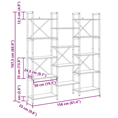Hyllsystem Gammalt trä 156 x 25 x 167 cm Konstruerat trä