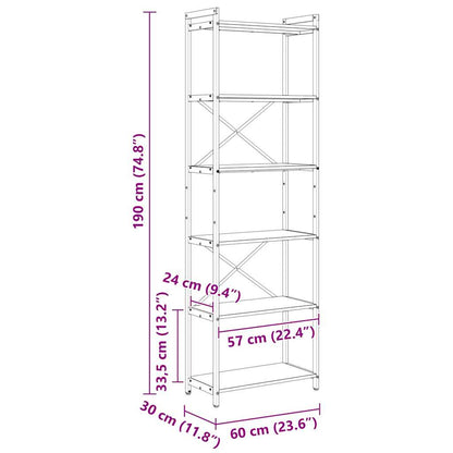 Bokhylla Svart Ek 60 x 30 x 188 cm