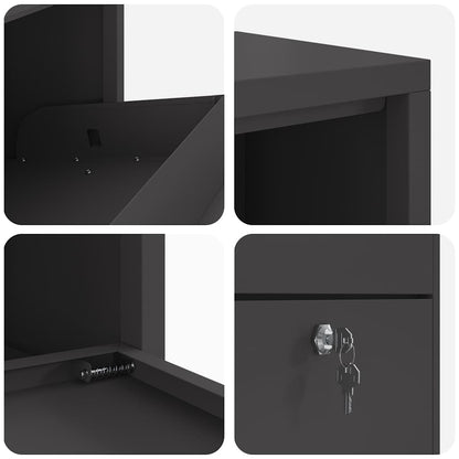 Brevlåda Paketbox med lagring med dörr Svart 44 x 22 x 82 cm Stål