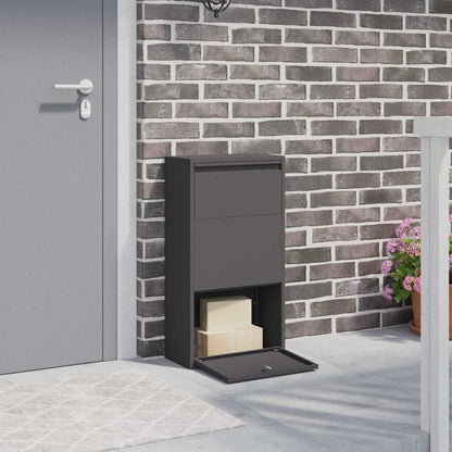 Brevlåda Paketbox med lagring med dörr Svart 44 x 22 x 82 cm Stål