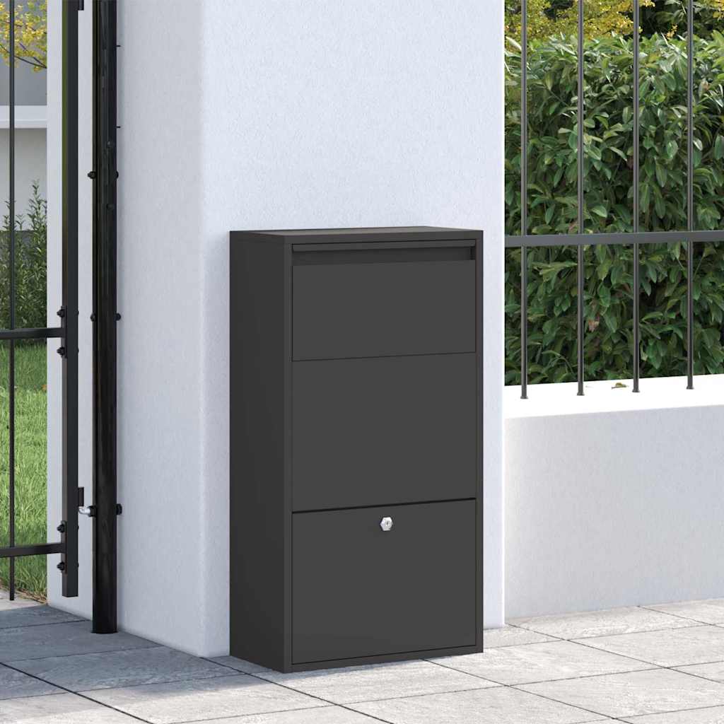 Brevlåda Paketbox med lagring med dörr Svart 44 x 22 x 82 cm Stål