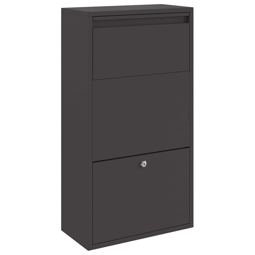 Brevlåda Paketbox med lagring med dörr Svart 44 x 22 x 82 cm Stål