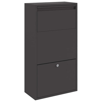 Brevlåda Paketbox med lagring med dörr Svart 44 x 22 x 82 cm Stål