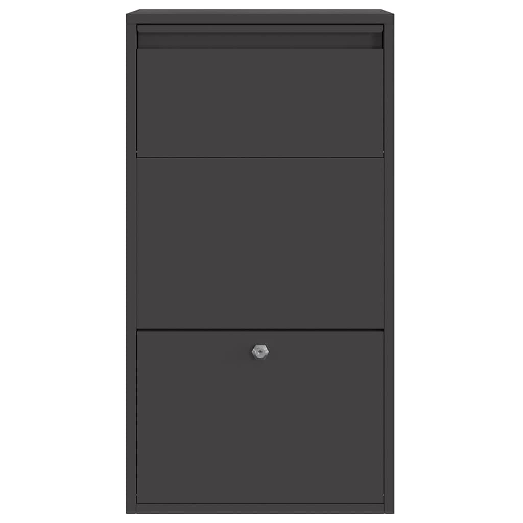 Brevlåda Paketbox med lagring med dörr Svart 44 x 22 x 82 cm Stål