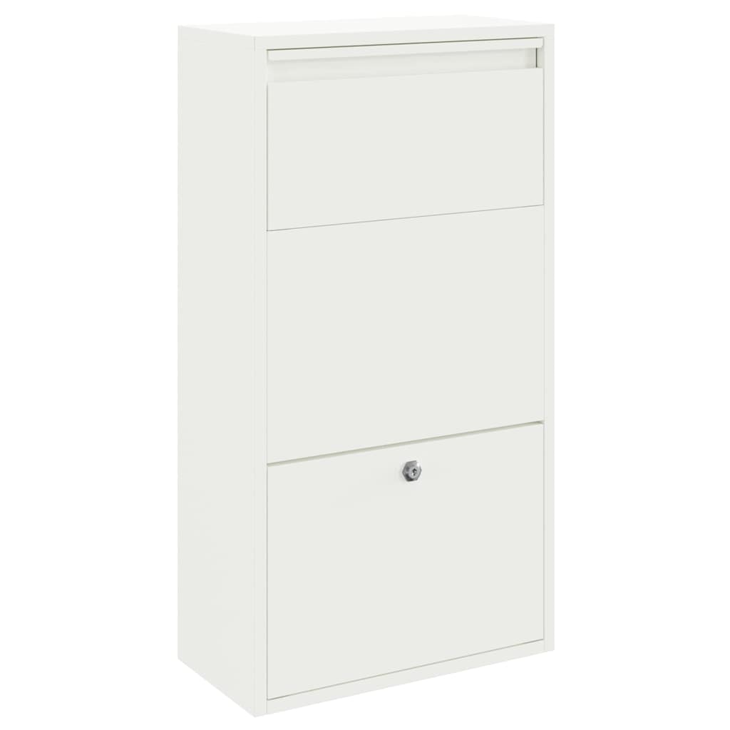 Brevlåda Paketbox med lagring med dörr med lås Vit 44 x 22 x 82 cm Stål