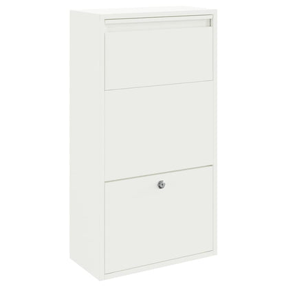 Brevlåda Paketbox med lagring med dörr med lås Vit 44 x 22 x 82 cm Stål