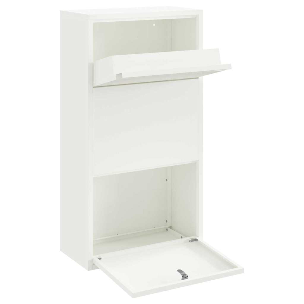 Brevlåda Paketbox med lagring med dörr med lås Vit 44 x 22 x 82 cm Stål