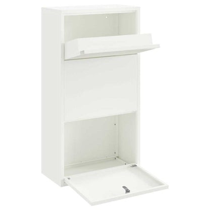 Brevlåda Paketbox med lagring med dörr med lås Vit 44 x 22 x 82 cm Stål