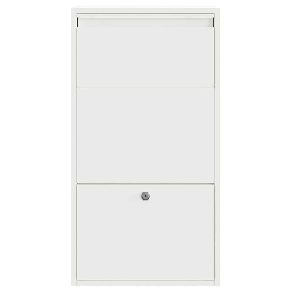 Brevlåda Paketbox med lagring med dörr med lås Vit 44 x 22 x 82 cm Stål