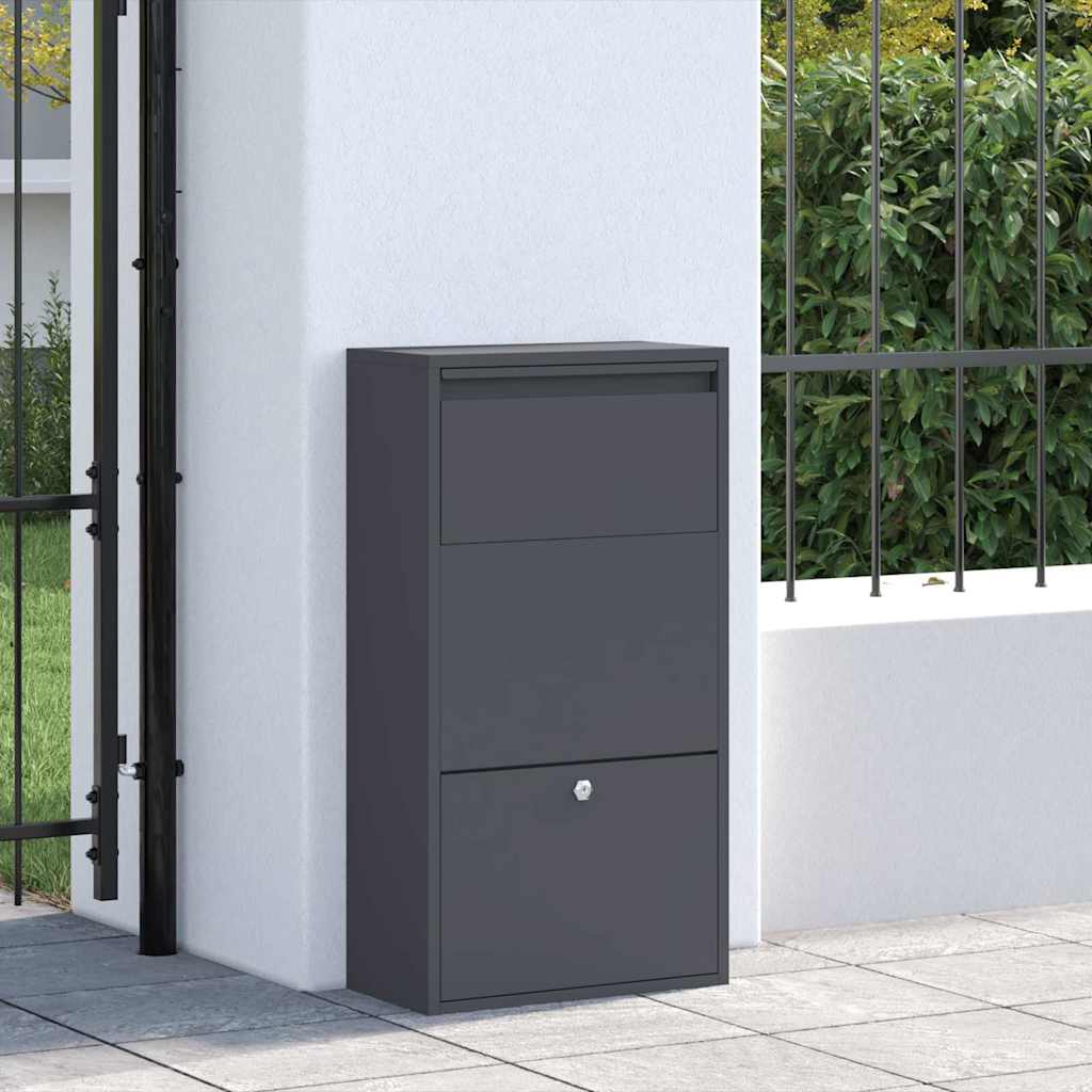 Brevlåda Paketbox med lagring med dörr Antracit 44 x 22 x 82 cm Stål