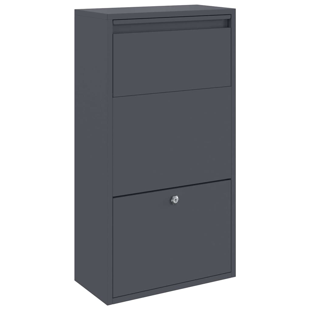 Brevlåda Paketbox med lagring med dörr Antracit 44 x 22 x 82 cm Stål
