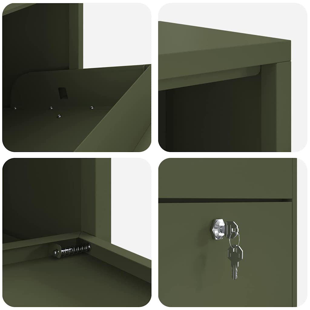 Brevlåda Paketbox med lagring med dörr Olivgrön 44 x 22 x 82 cm Stål