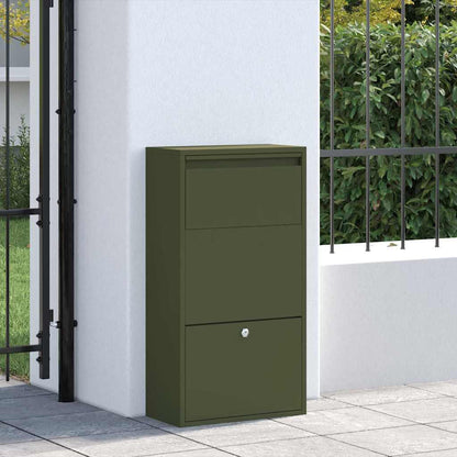 Brevlåda Paketbox med lagring med dörr Olivgrön 44 x 22 x 82 cm Stål
