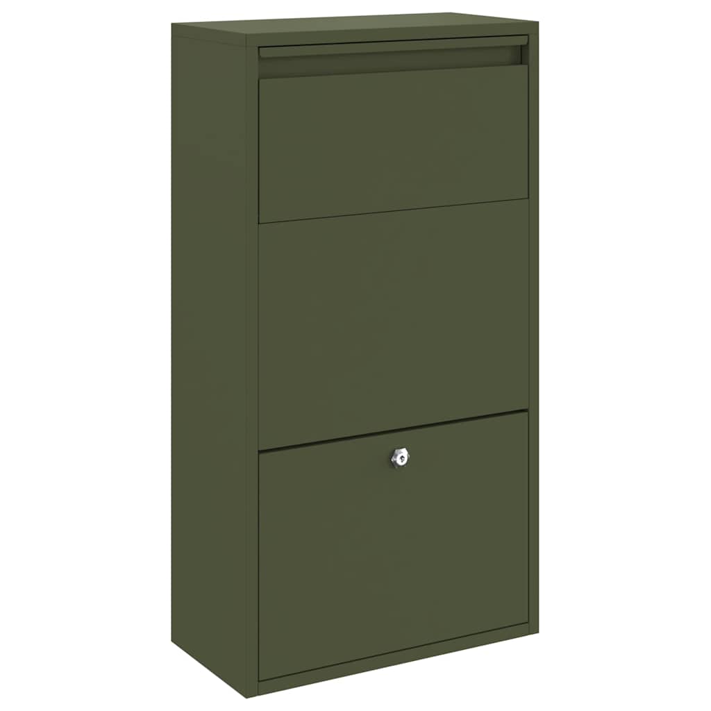 Brevlåda Paketbox med lagring med dörr Olivgrön 44 x 22 x 82 cm Stål