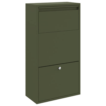 Brevlåda Paketbox med lagring med dörr Olivgrön 44 x 22 x 82 cm Stål