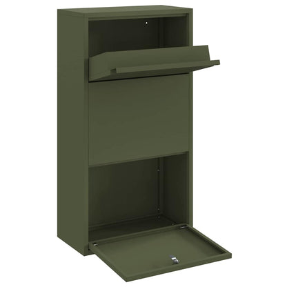 Brevlåda Paketbox med lagring med dörr Olivgrön 44 x 22 x 82 cm Stål