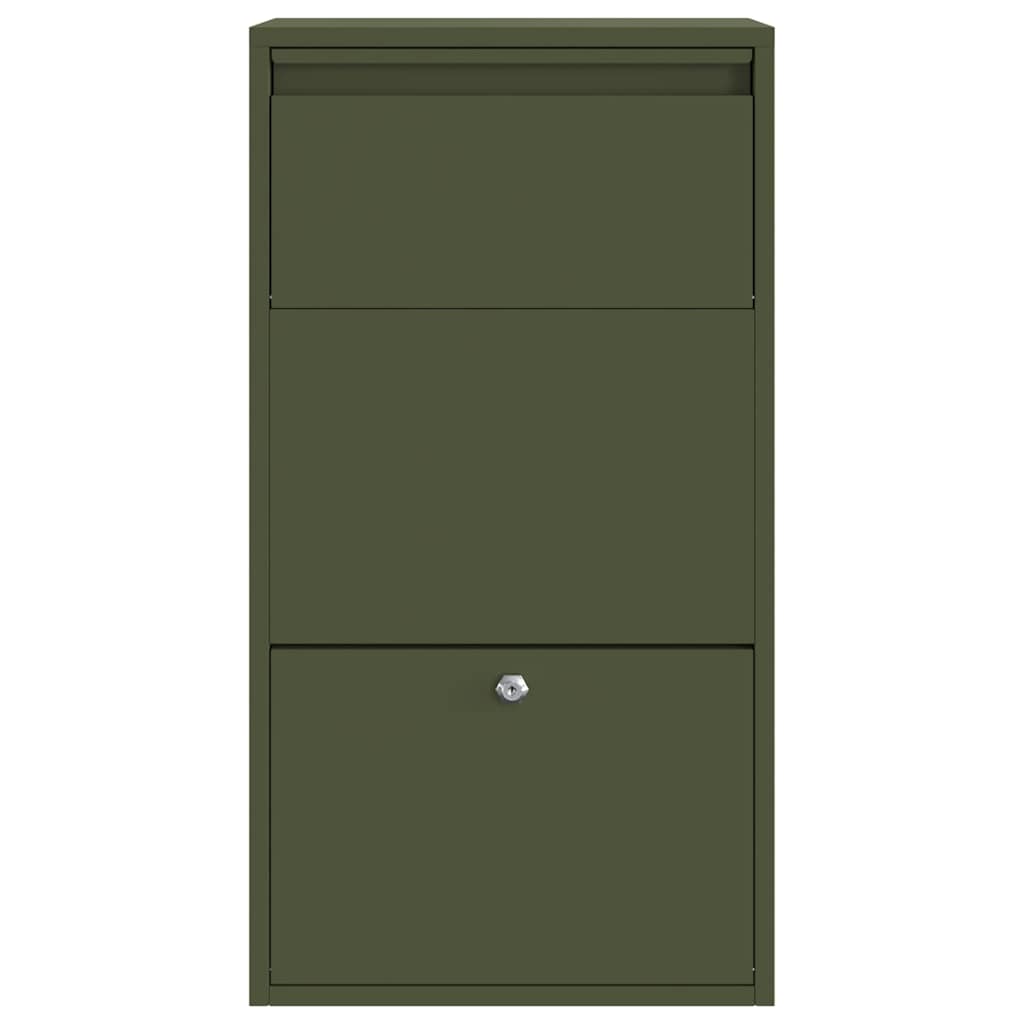 Brevlåda Paketbox med lagring med dörr Olivgrön 44 x 22 x 82 cm Stål