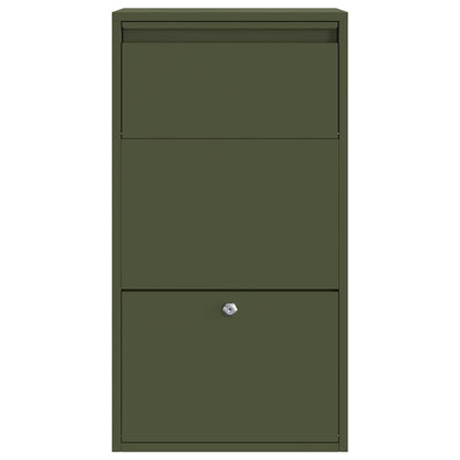 Brevlåda Paketbox med lagring med dörr Olivgrön 44 x 22 x 82 cm Stål