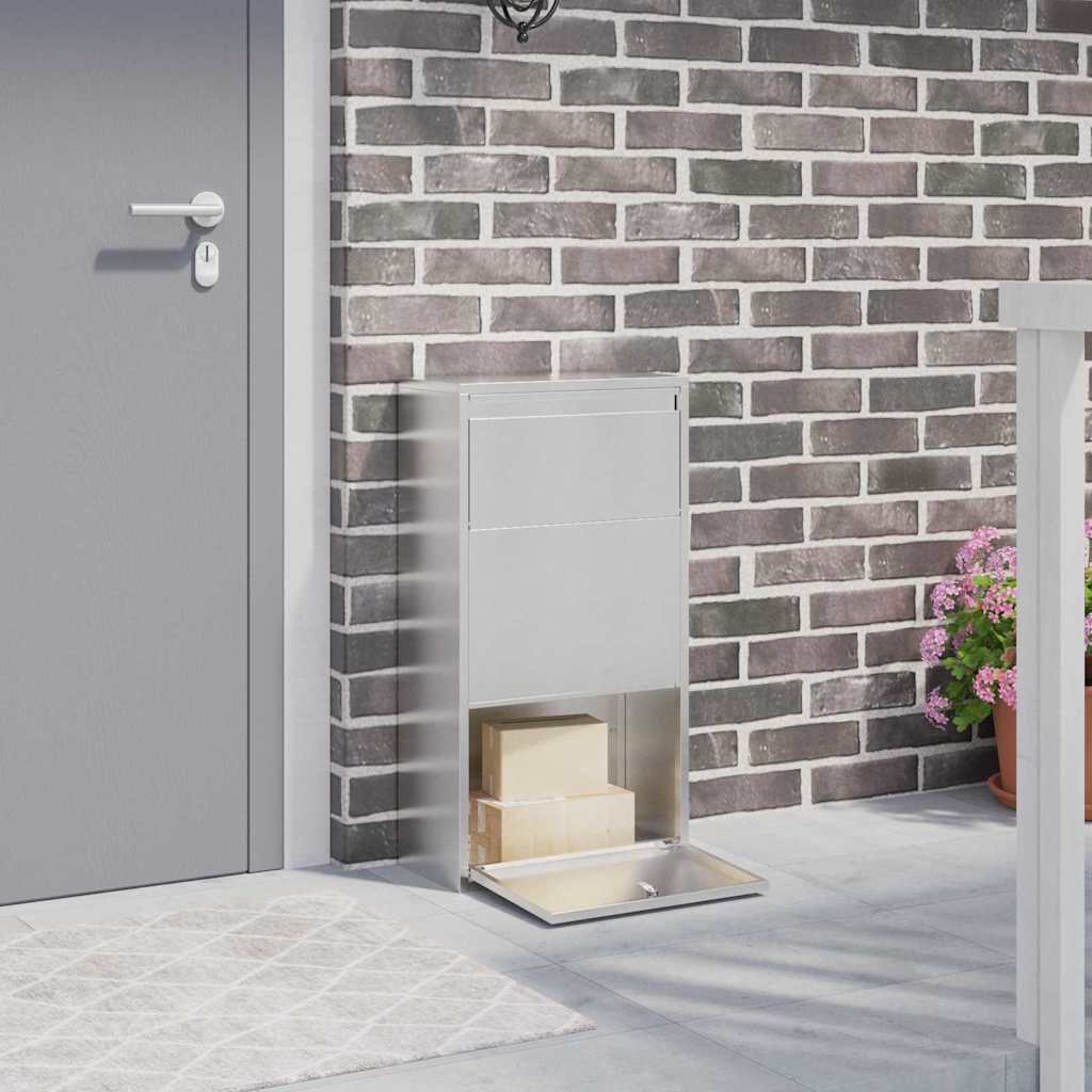 Brevlåda Paketbox med lagring Silver 44 x 22 x 82 cm Rostfritt stål
