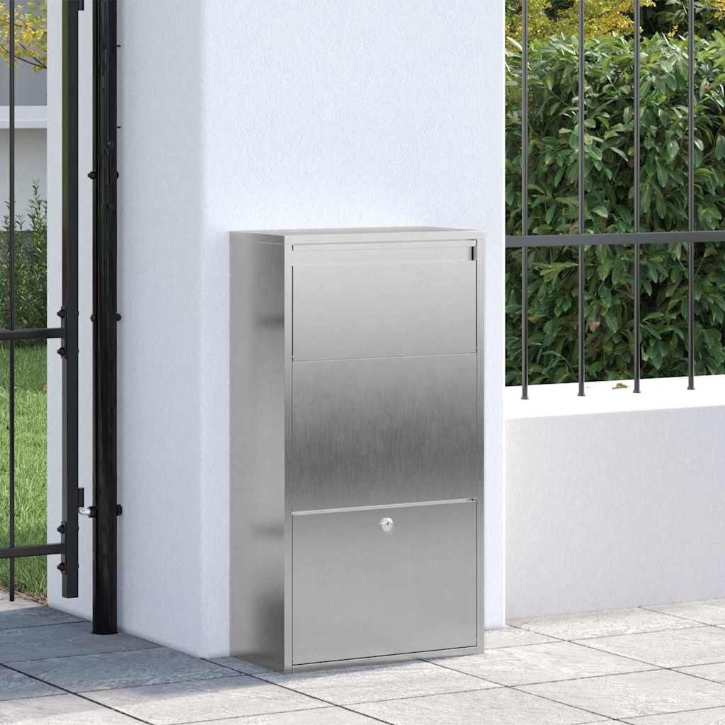 Brevlåda Paketbox med lagring Silver 44 x 22 x 82 cm Rostfritt stål