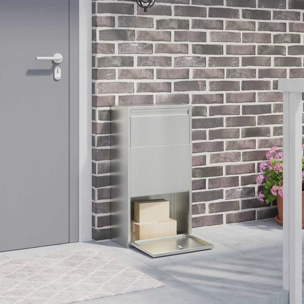 Brevlåda Paketbox med lagring Silver 44 x 22 x 82 cm Galvaniserat Stål