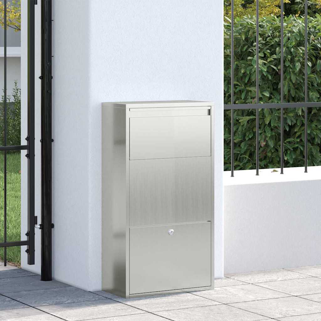Brevlåda Paketbox med lagring Silver 44 x 22 x 82 cm Galvaniserat Stål