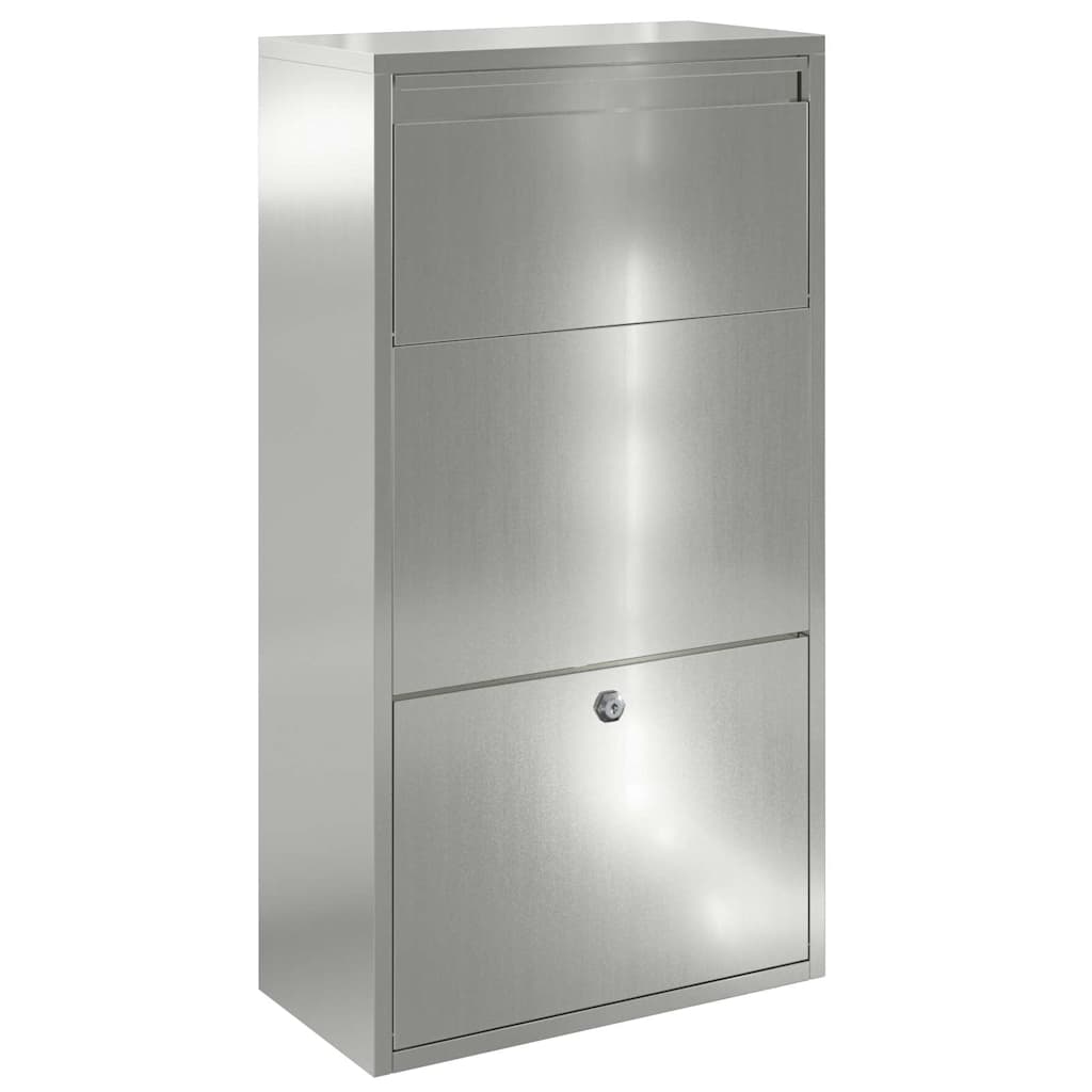 Brevlåda Paketbox med lagring Silver 44 x 22 x 82 cm Galvaniserat Stål
