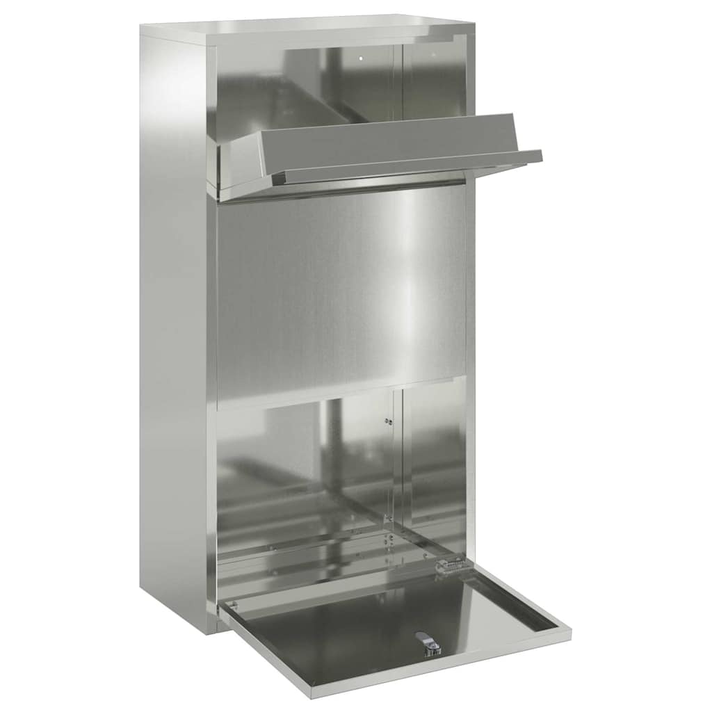 Brevlåda Paketbox med lagring Silver 44 x 22 x 82 cm Galvaniserat Stål