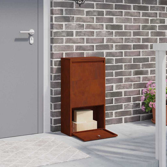 Brevlåda Paketbox med lagring Rostig 44 x 22 x 82 cm Väderbeständig stål