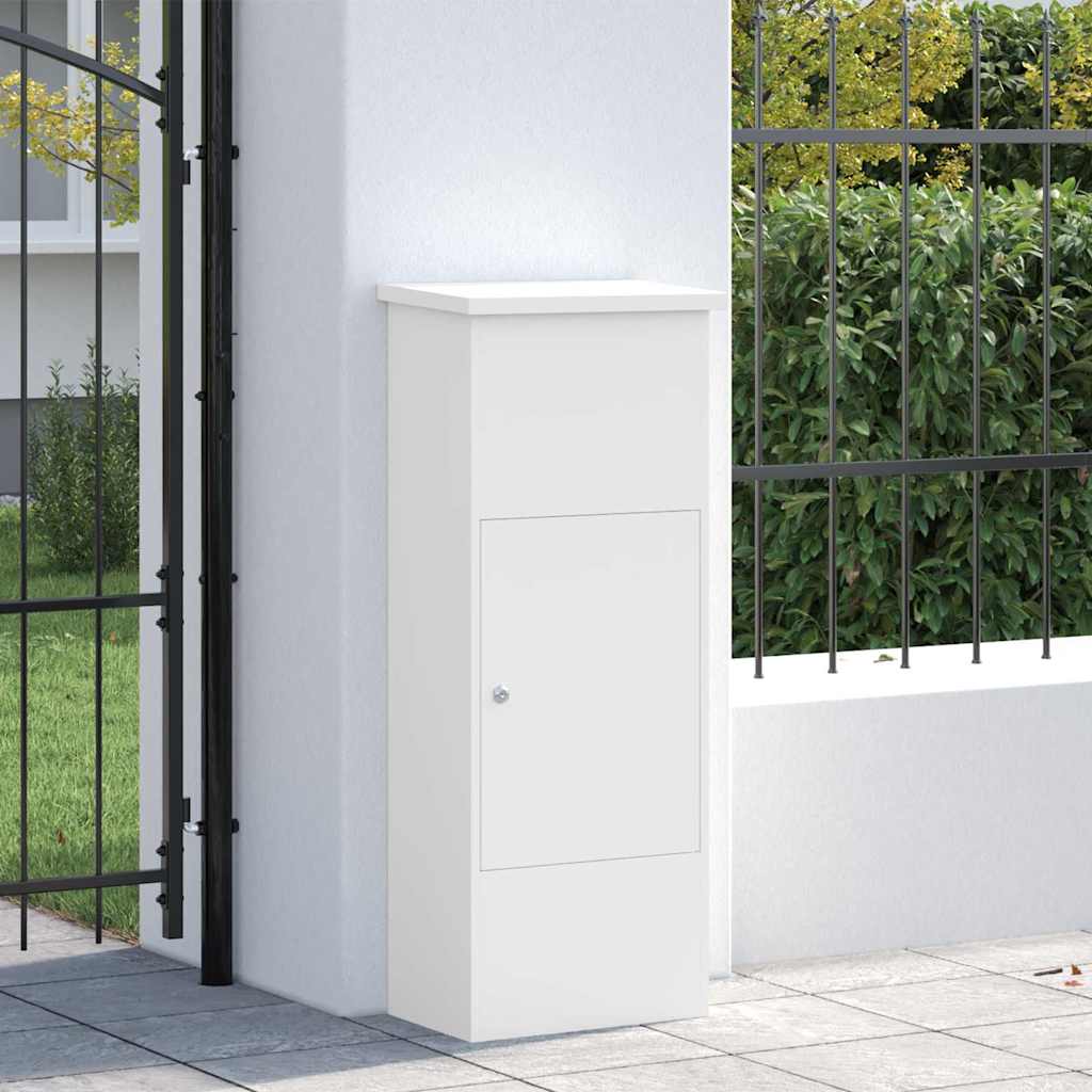 Brevlåda Paketbox med lagring med dörr Vit 44,5 x 29 x 110,5 cm Stål