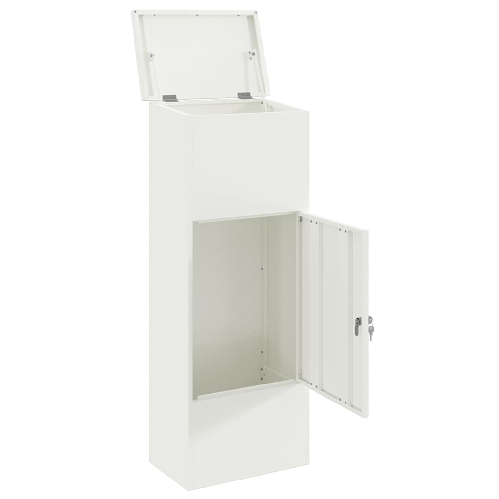Brevlåda Paketbox med lagring med dörr Vit 44,5 x 29 x 110,5 cm Stål