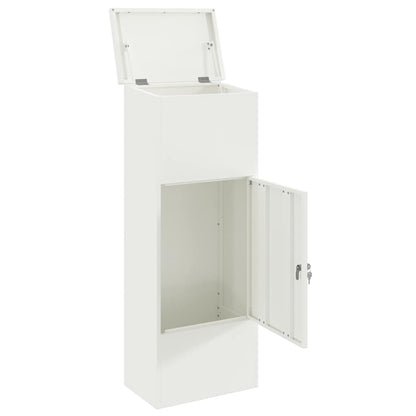 Brevlåda Paketbox med lagring med dörr Vit 44,5 x 29 x 110,5 cm Stål