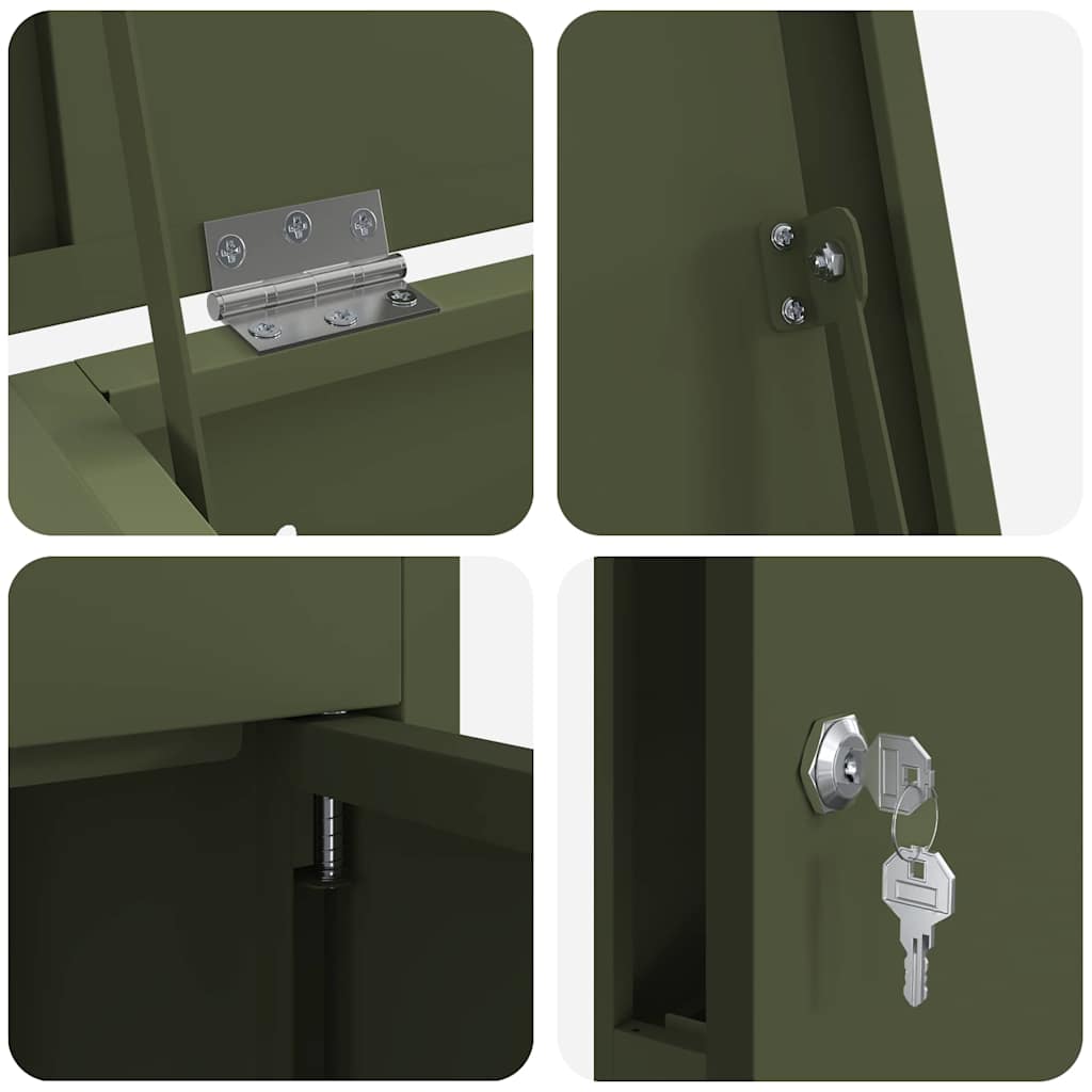 Brevlåda Paketbox med lagring med lås Olivgrön 44,5 x 29 x 110,5 cm Stål