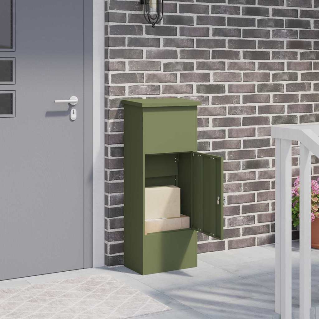 Brevlåda Paketbox med lagring med lås Olivgrön 44,5 x 29 x 110,5 cm Stål