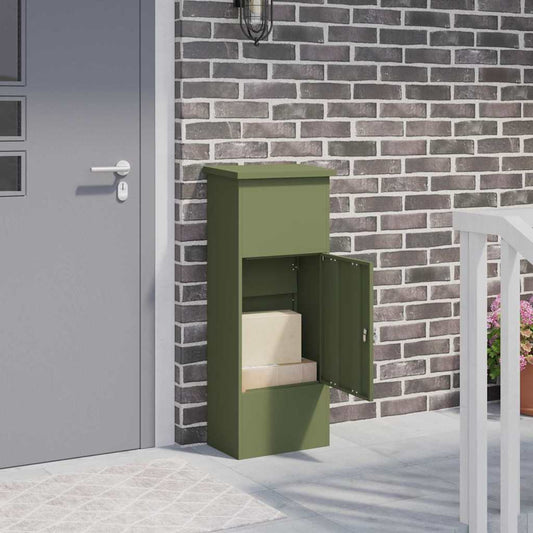 Brevlåda Paketbox med lagring med lås Olivgrön 44,5 x 29 x 110,5 cm Stål
