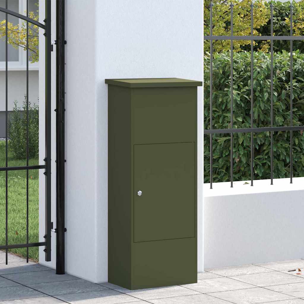 Brevlåda Paketbox med lagring med lås Olivgrön 44,5 x 29 x 110,5 cm Stål