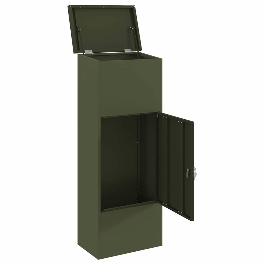 Brevlåda Paketbox med lagring med lås Olivgrön 44,5 x 29 x 110,5 cm Stål